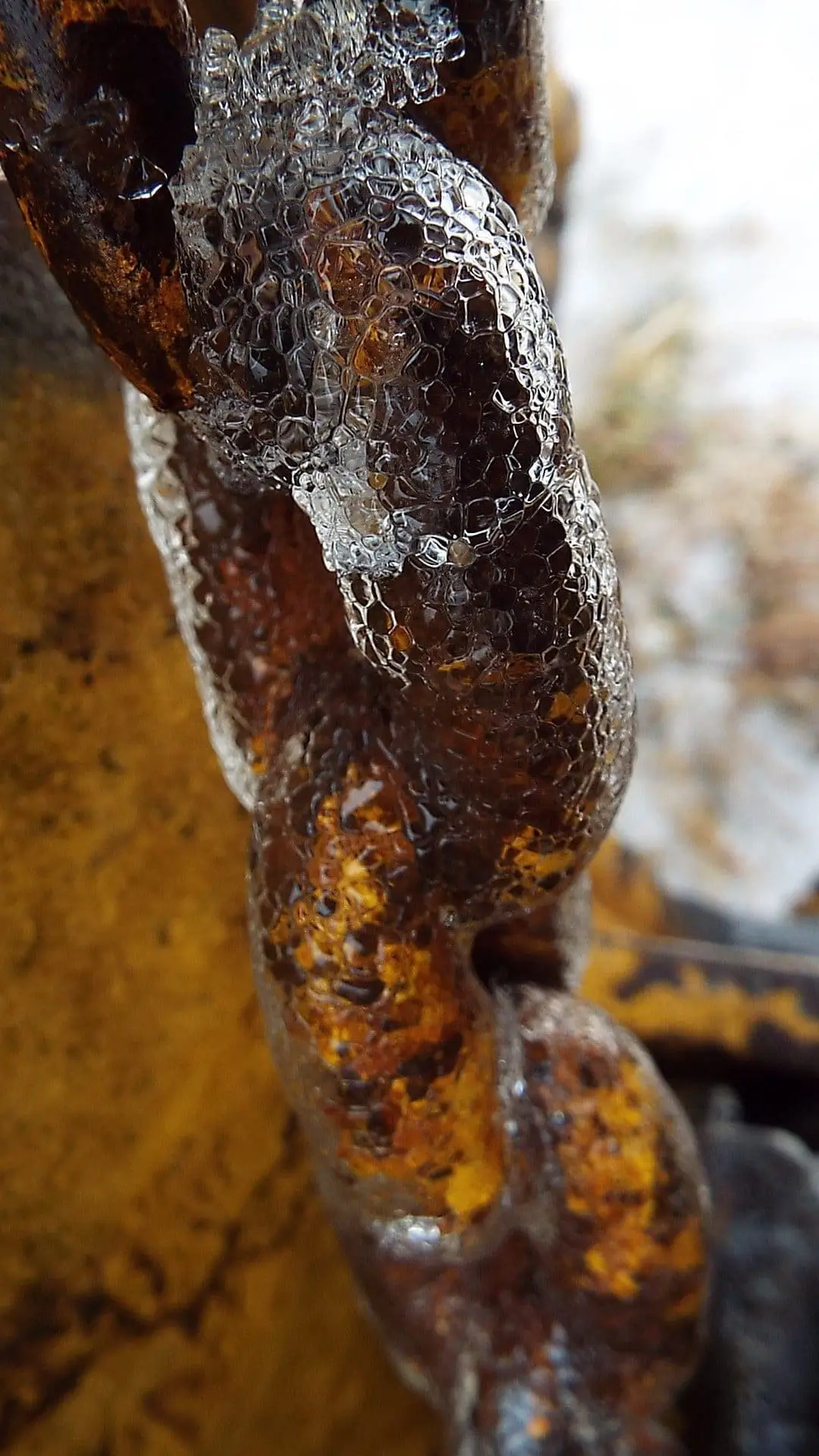 Ice on the tractor chains