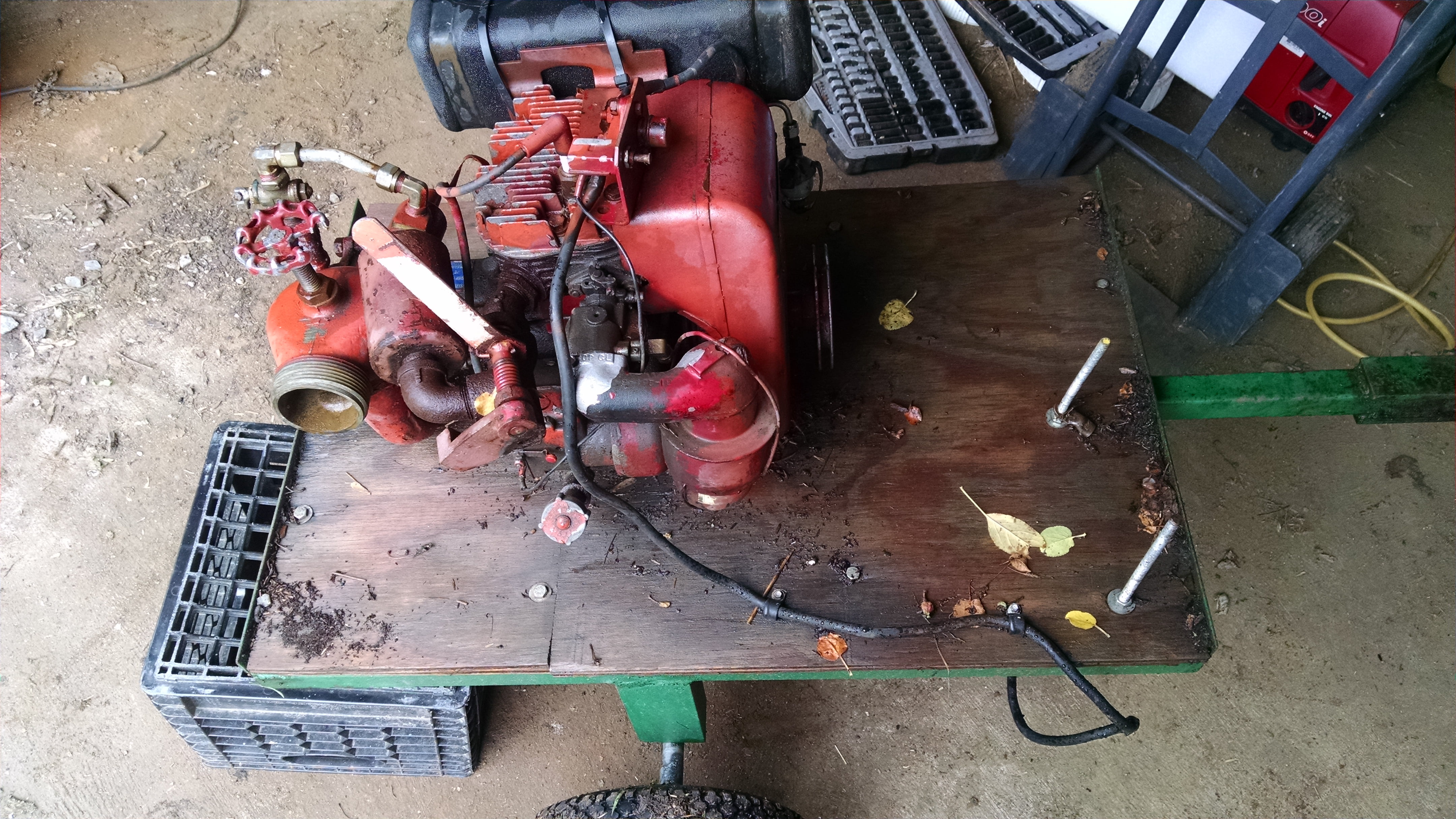 Starting with this cart.  I bought this old fire pump a few years ago, but unfortunately is really only effective as a transfer pump and I needed something that could pull more suction.  Anyone need a nice old Wisconsin engine?