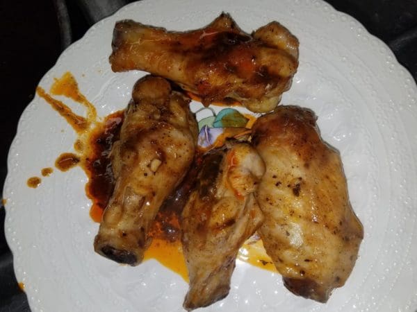 Homemade chicken wings and sauce made with Certified Organic Pasture Raised chicken wings at WDF.
