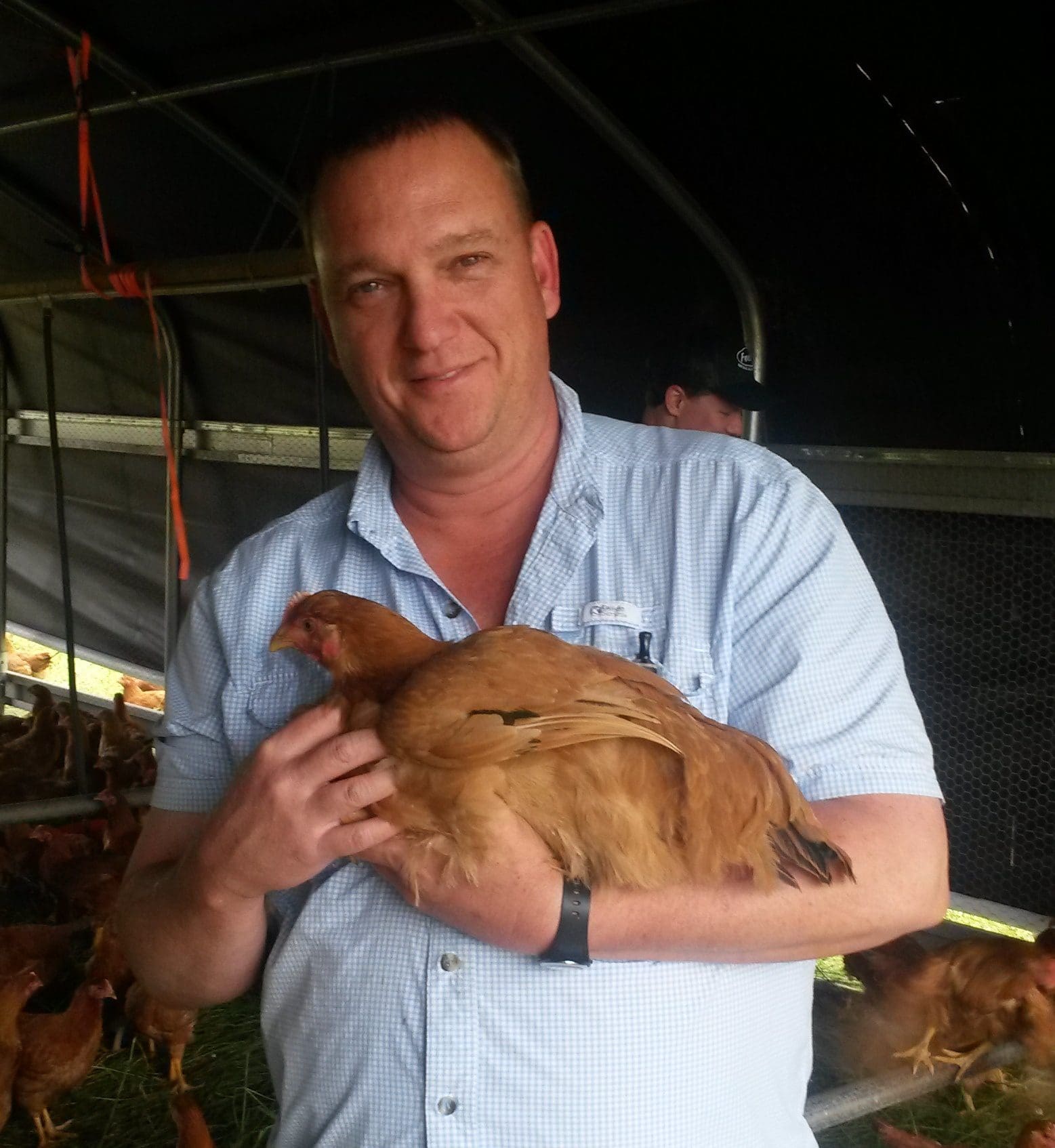 Jeff Mattocks, with a pasture raised chicken.